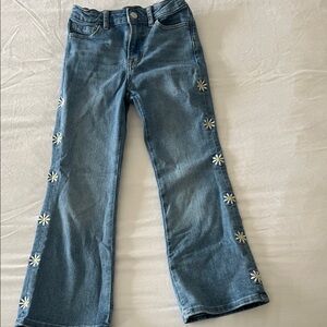 Blue Floral Embroidered Kids Jeans